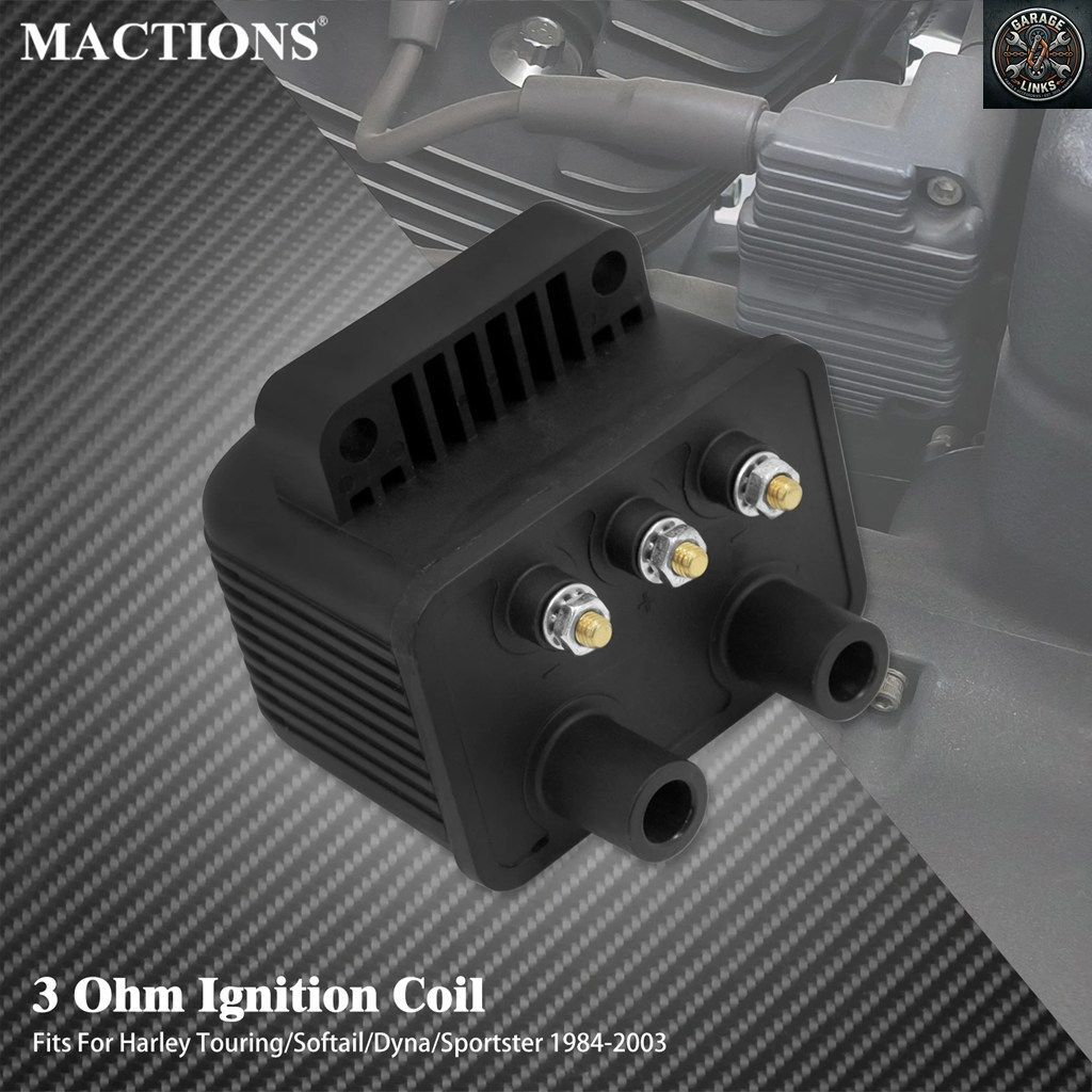 オートバイ用イグニッションコイル 3オーム シングルファイア 12V 53-434 ハーレーツーリング ロードキング スポーツスター XL883 ダイナ
