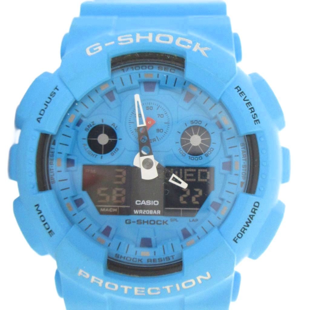 カシオジーショック CASIO G-SHOCK GA-100RS Hot Rock Sounds 腕時計 ウォッチ クォーツ デジタル カレンダー付き デイト ロゴ 青 ブルー ■GY18 /MQ