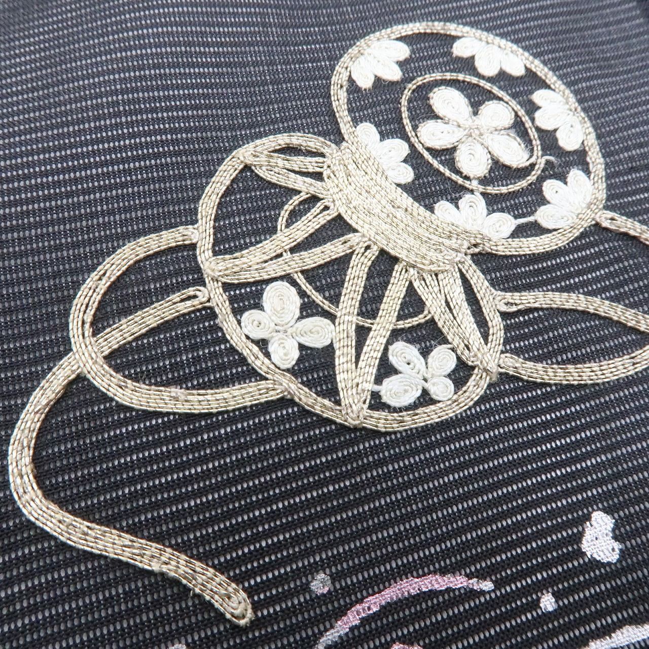 六花-RIKKA- E-19 夏着物 絽 金駒刺繡❀黒絽に響く、花鼓の調べ