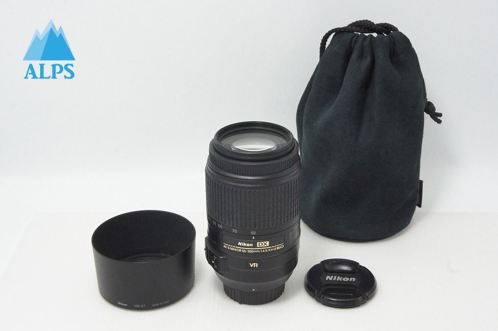 美品 Nikon ニコン AF-S DX NIKKOR 55-300mm F4.5-5.6G ED VR APS-C ズームレンズ フード ポーチ付 260603af