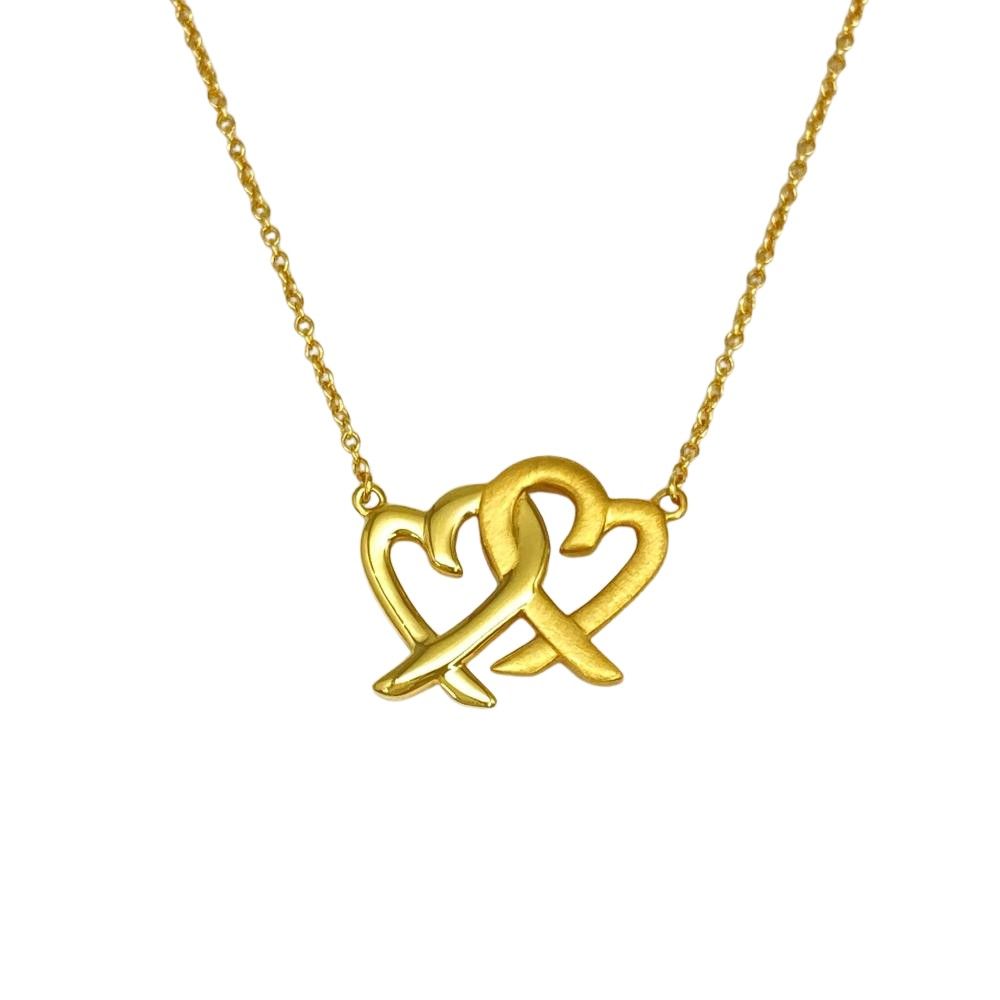 ティファニー Tiffany&Co. ダブル ラビングハート ネックレス K18YG 4.8g イエローゴールド パロマピカソ レディース【中古】