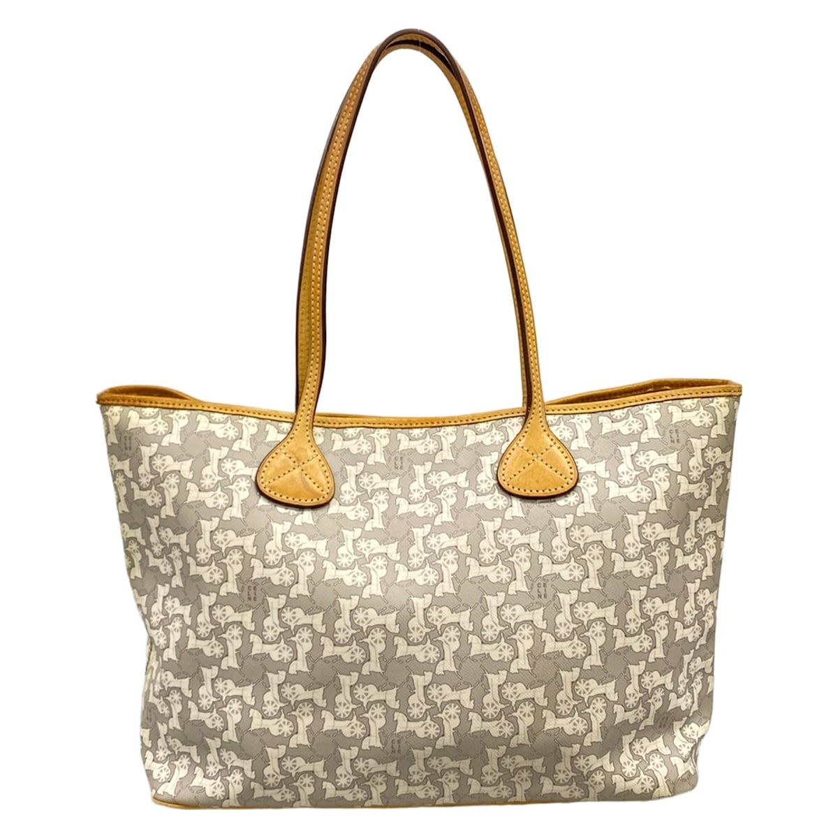 CELINE(セリーヌ) トートバッグ サルキー ライトグレー×アイボリー レザー