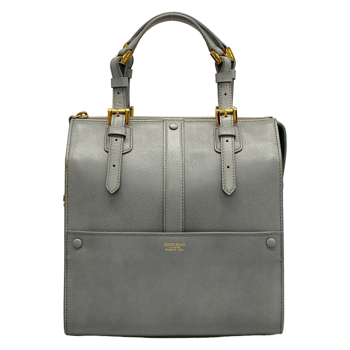 GIORGIOARMANI(ジョルジオアルマーニ) ハンドバッグ - グレー レザー