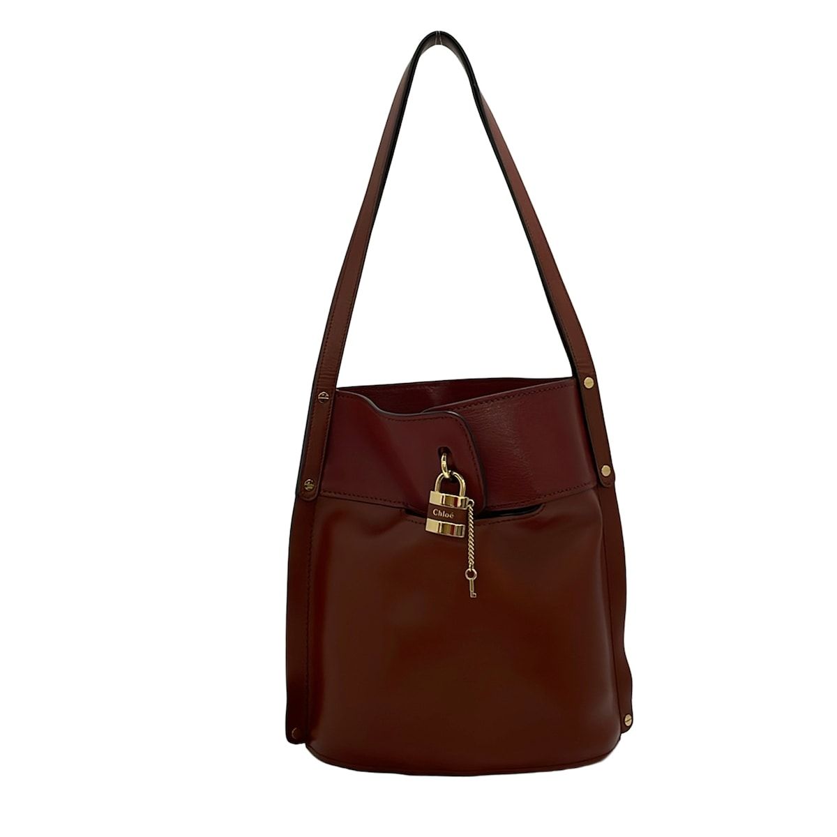 Chloe(クロエ) ショルダーバッグ アビー CHC20SS209C5027S ブラウン×ボルドー パドロック(南京錠) レザー