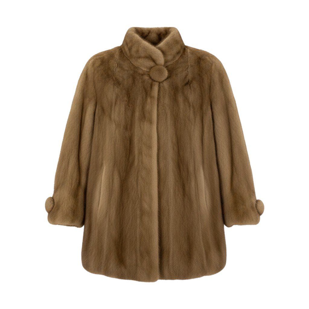 52f10 EMBA エンバ パステルミンク ファーコート ボンボリボタン サイズ11 茶系 本毛皮 Pastel Mink Fur Coatt18r