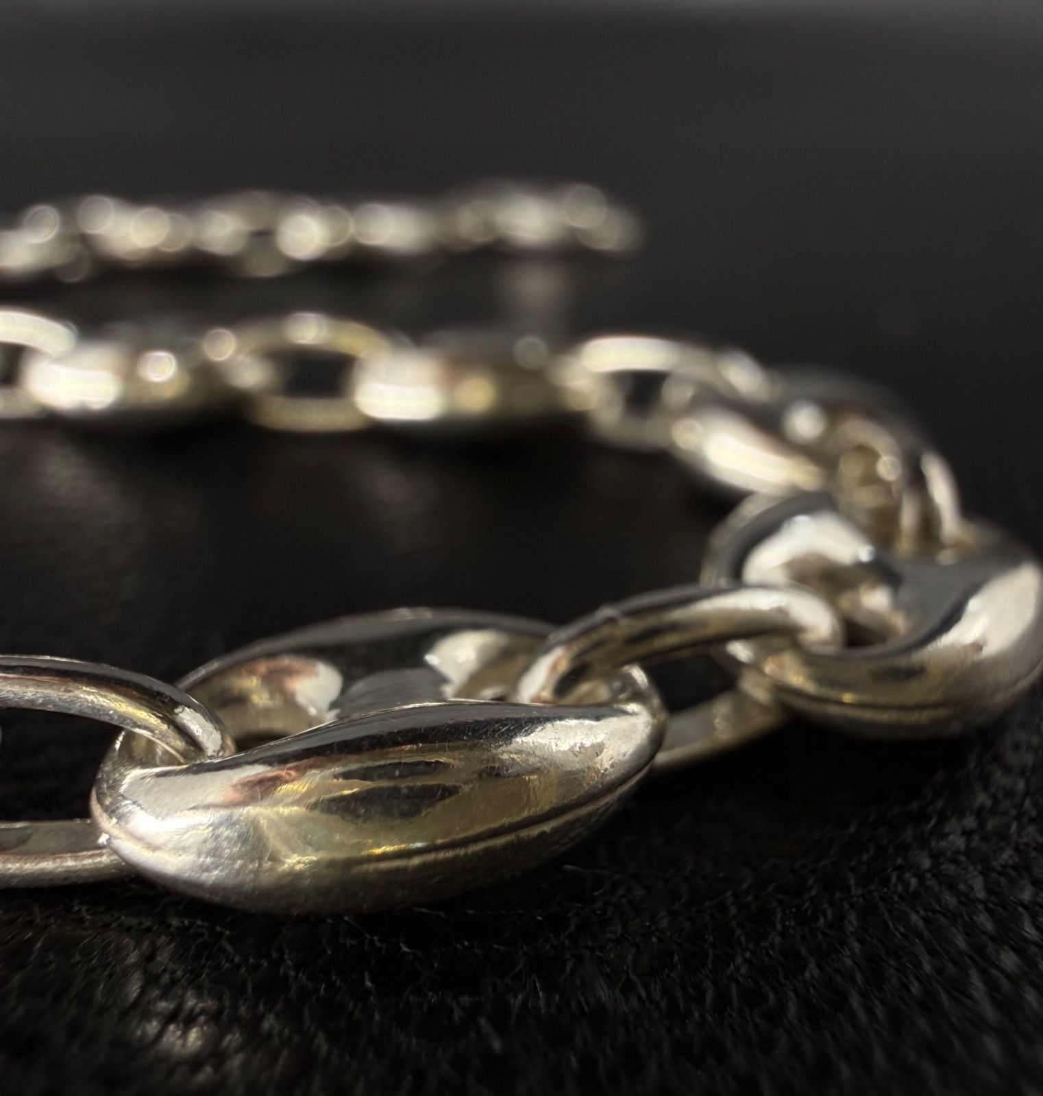 European Vintage Silver Marina Bracelet | パリ買付 シルバー925 マリーナチェーン ブレスレット 17cm 9.9g | メンズ ユニセックス | Cabinet Vintage