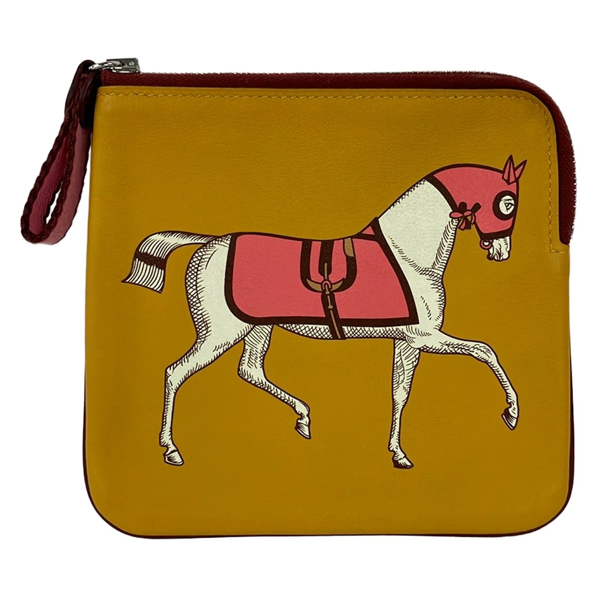 HERMES(エルメス) ポーチ美品 - ダークイエロー×ピンク×マルチ 馬/シルバー金具