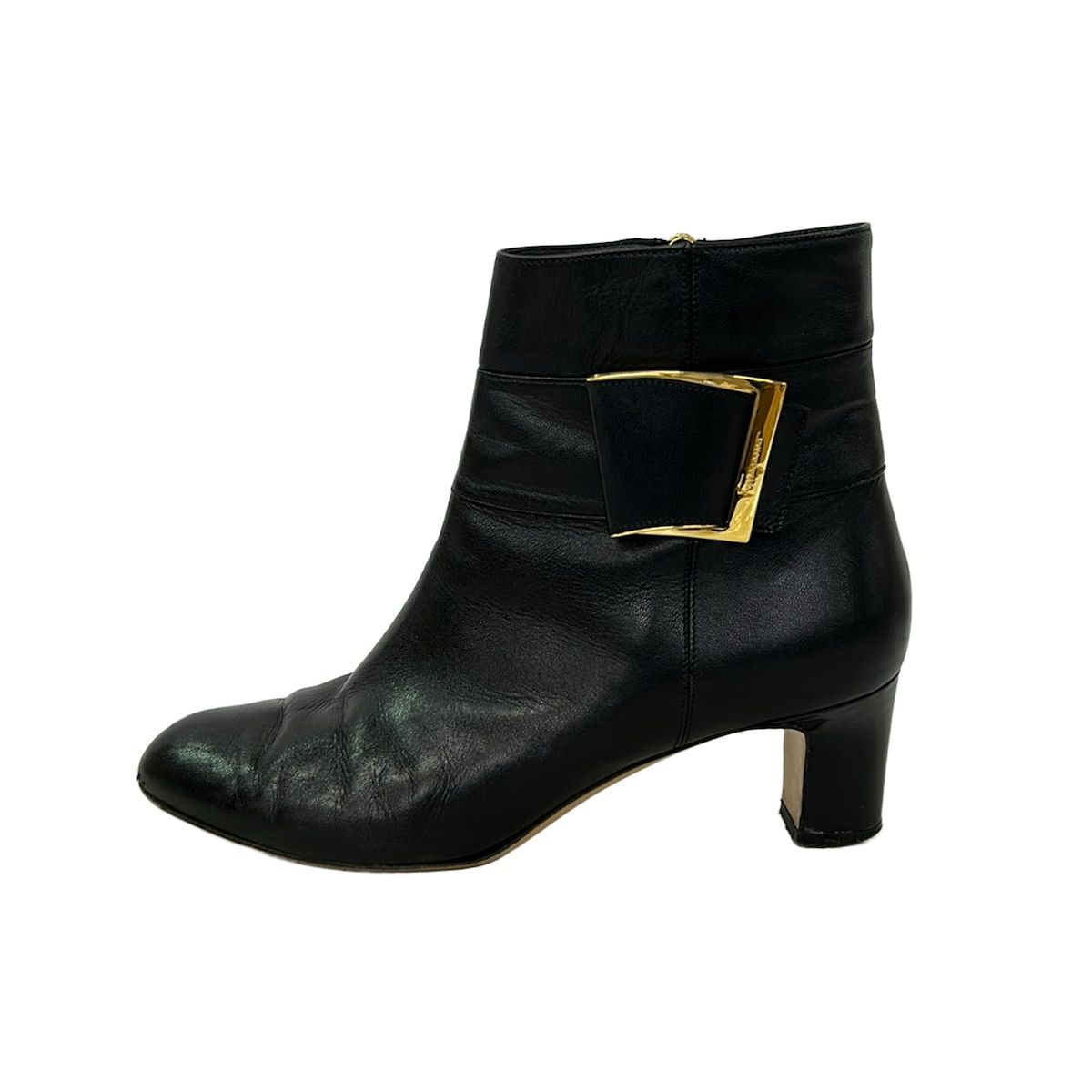 FERRAGAMO/SalvatoreFerragamo(サルバトーレフェラガモ) ショートブーツ 7 D レディース - 黒 レザー