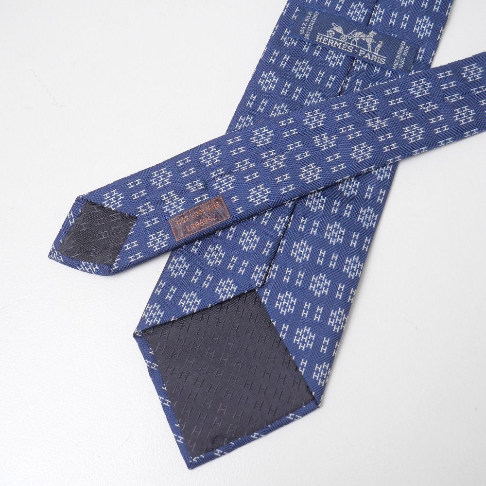 【美品】 HERMES エルメス　ネクタイ　　 ※最終値引き※ □美品□HERMES エルメス ネクタイ Hロゴ 総シルク ワイドタイ