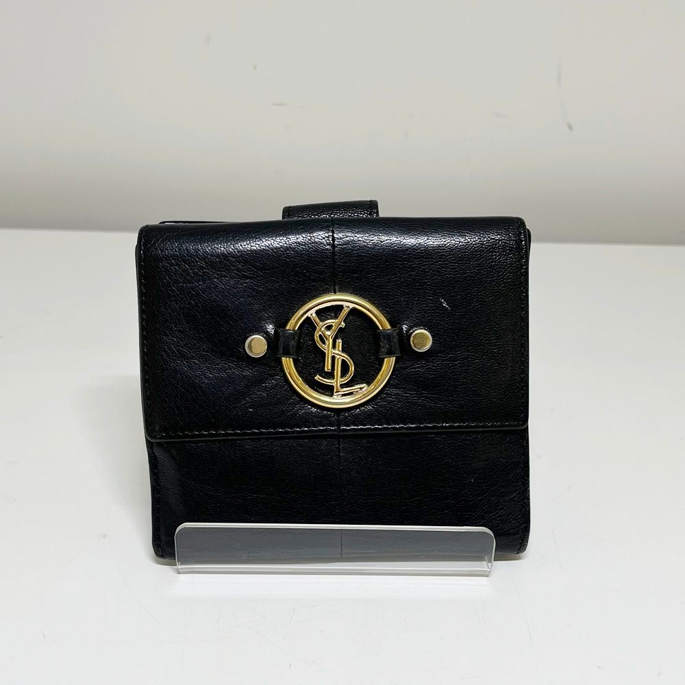 SAINT LAURENT【サンローラン】サークルロゴ ヴィンテージ レザー コンパクトウォレット 二つ折り財布 ウォレット 財布 レディース メンズ