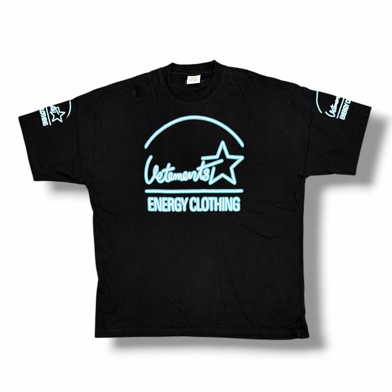 VETEMENTS エナジープリントオーバーサイズTシャツ 半袖カットソー ヴェトモン UA53TR180B ブラック M (9114M)