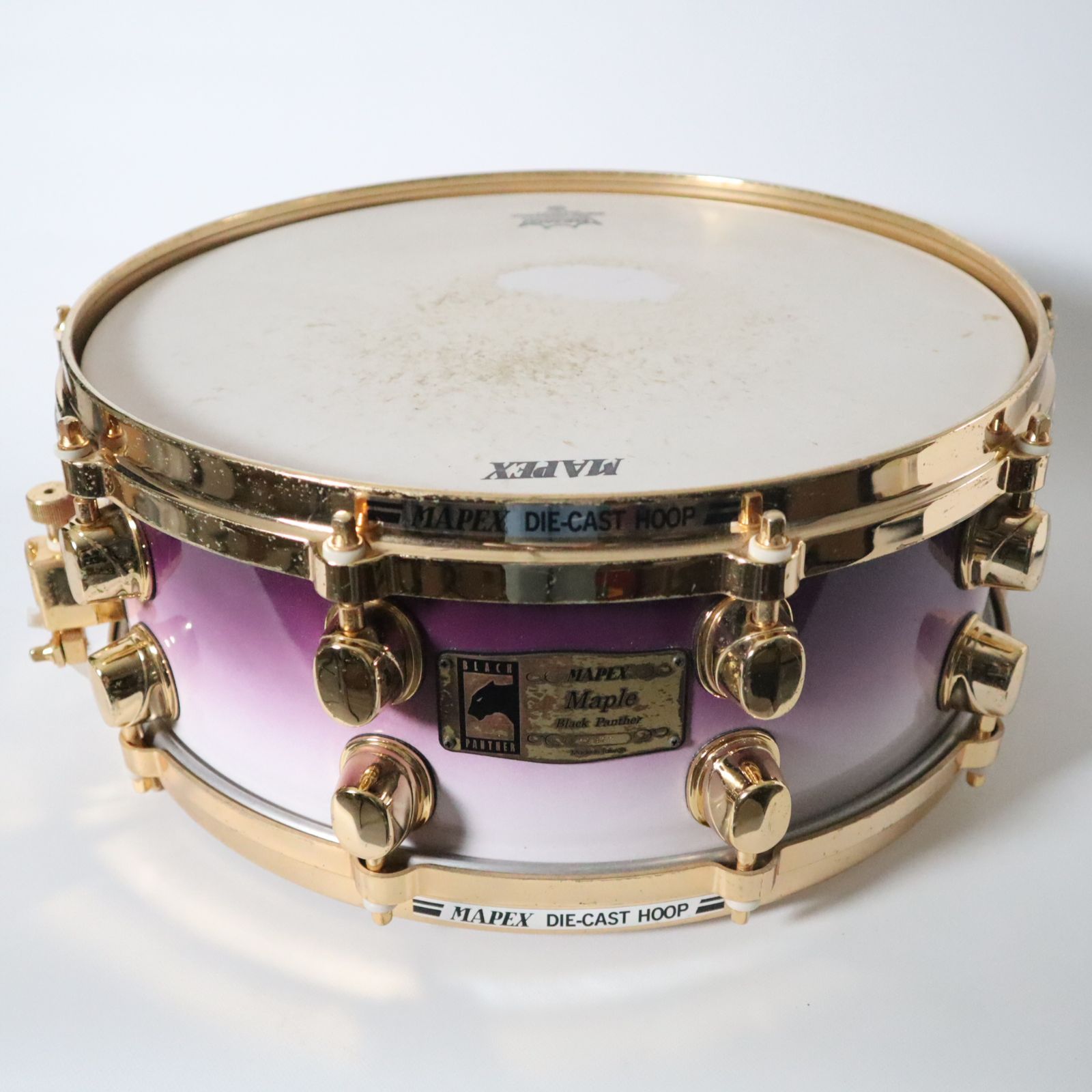 MAPEX Black Panther Maple スネアドラム 14×5.5インチ ゴールドパーツ パープル・ホワイトフェード