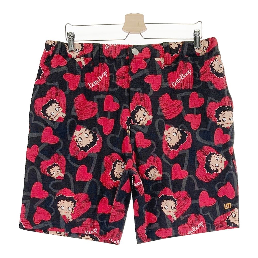 サイズ：3L LOUD MOUTH ラウドマウス シアサッカーハーフパンツ Betty Boop ブラック系 [240101710551] ゴルフウェア メンズ ストスト