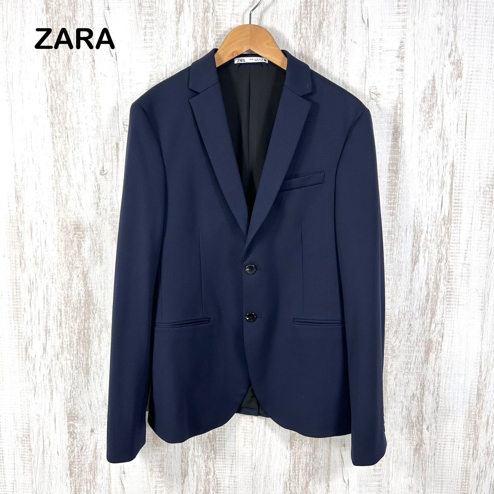 ZARA ザラ テーラードジャケット ネイビー スーツ - メルカリ