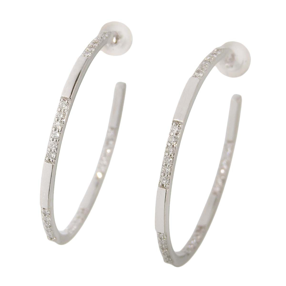 K18WG ダイヤモンド 0.25ct 0.25ct フープピアス レディース