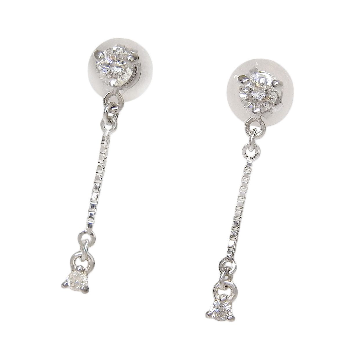 K18WG ダイヤモンド 0.15ct 0.15ct スイング ピアス レディース 揺れ