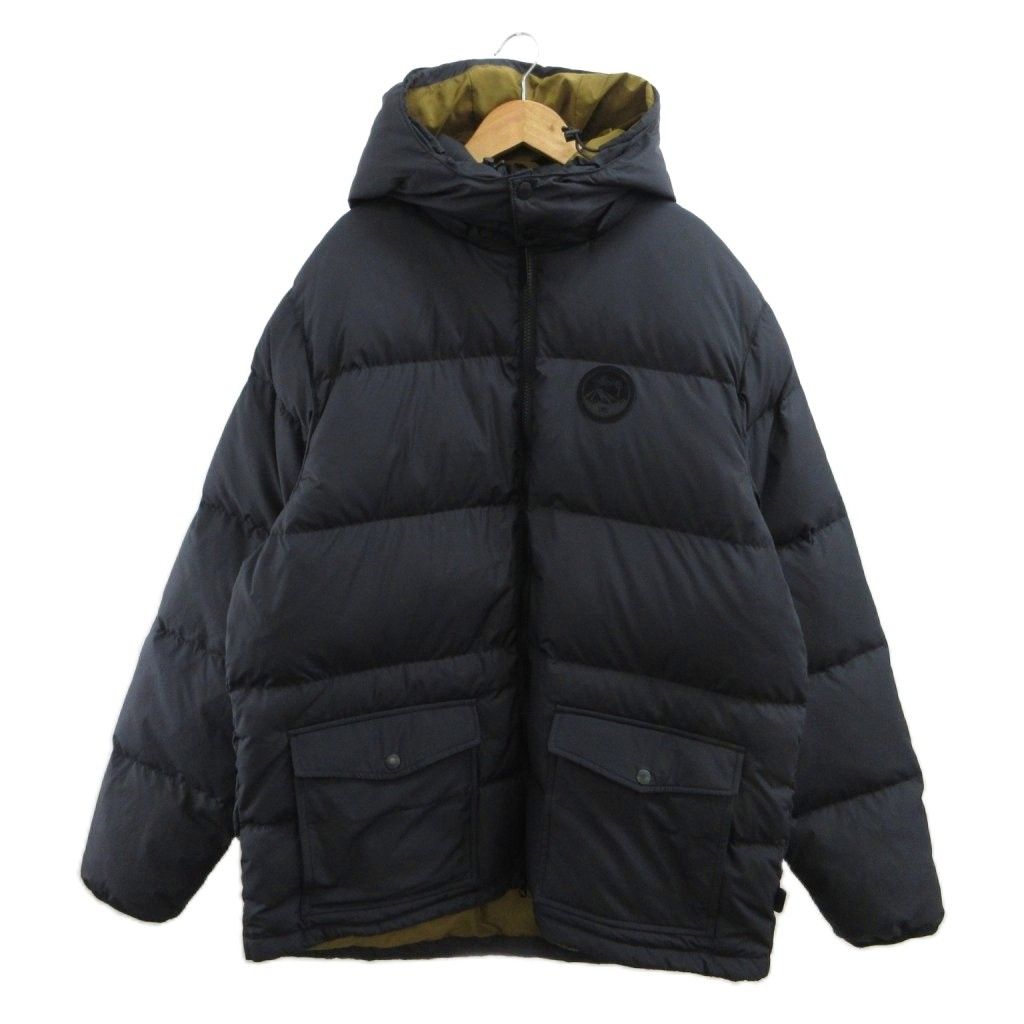 ステューシー STUSSY ダウンジャケット アウター XL 黒 ブラック ベージュ ロゴワッペン フード付き 長袖 /PP ■GY12