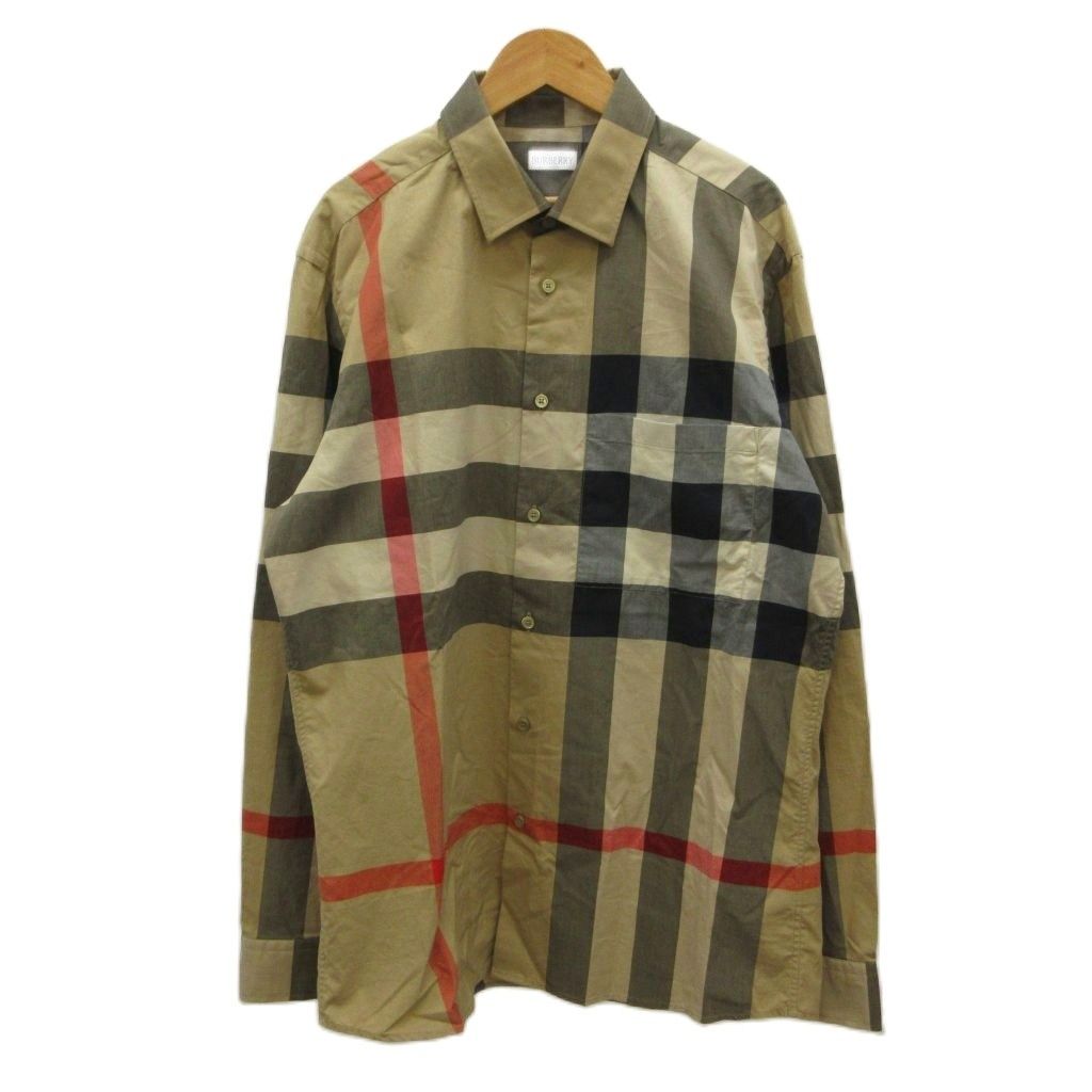 バーバリー BURBERRY シャツ LG ベージュ マルチカラー ノバチェック 長袖 オーガニックコットン /PP