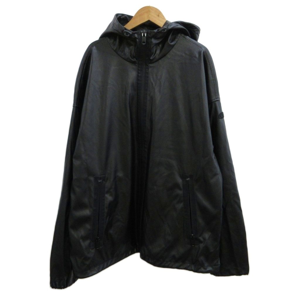 ディーゼル DIESEL J-MICC フェイクレザージャケット パーカー ベンチレーション 上着 48 黒 ブラック フード付き 長袖 A12599 /PP ■GY18