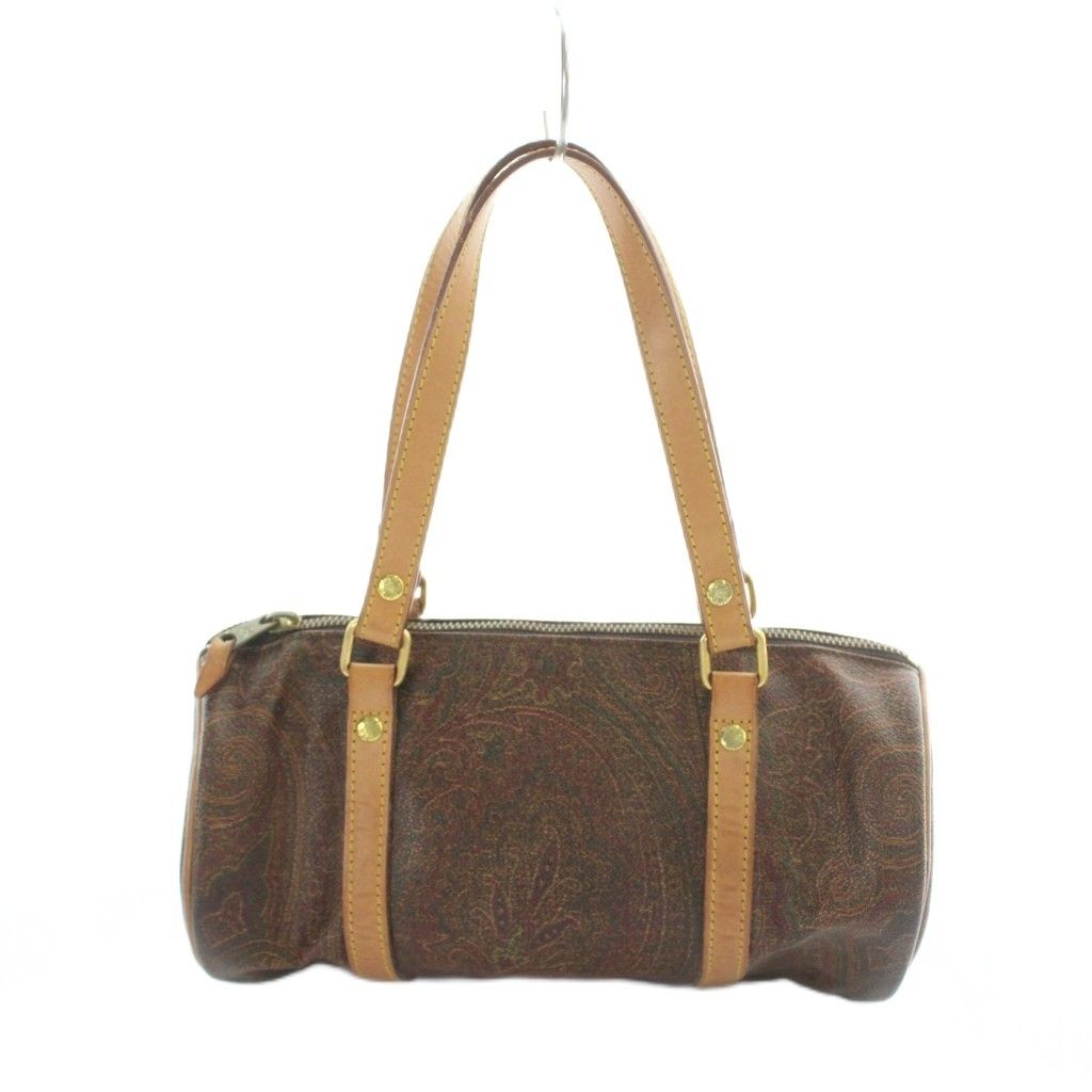 エトロ ETRO 0638214 ハンドバッグ ミニボストンバッグ ペイズリー柄 PVC レザー ヌメ革 茶 ブラウン ■GY18 /MQ