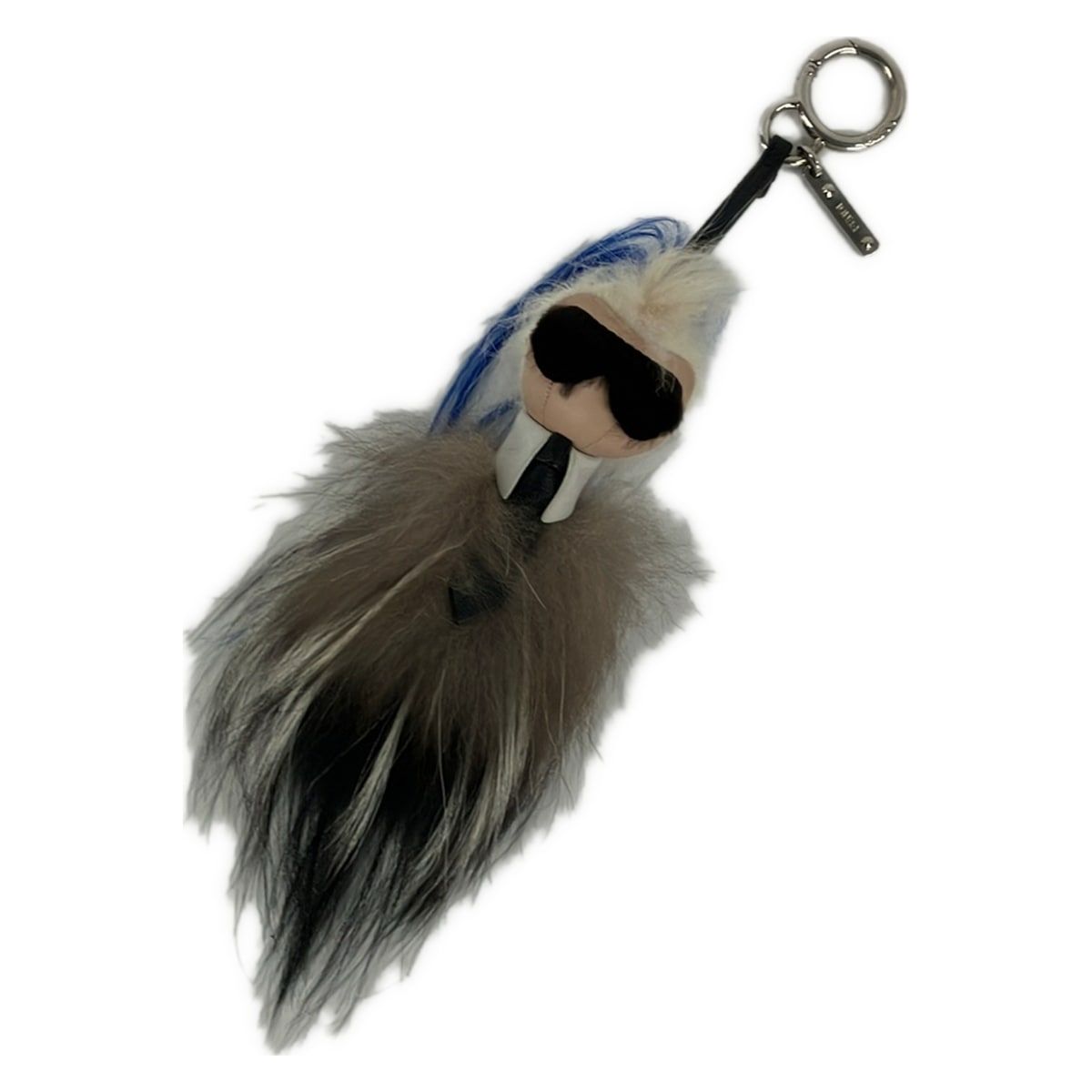 FENDI(フェンディ) キーホルダー(チャーム)美品 カーリト アイボリー×ベージュ×マルチ カールラガーフェルド レザー、ファー