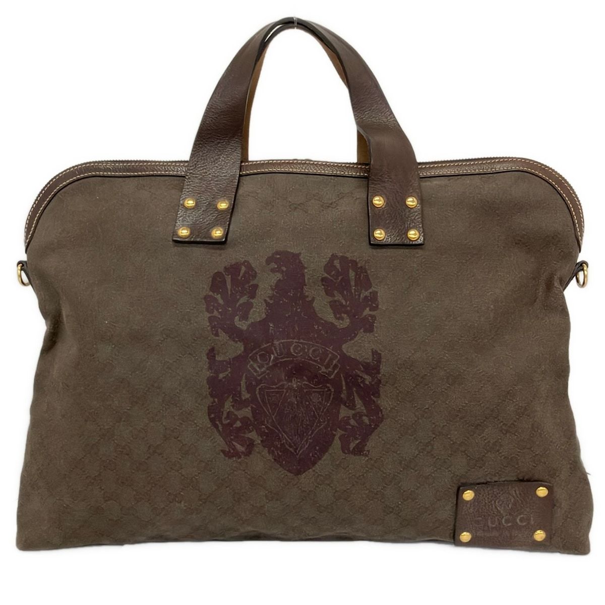 GUCCI(グッチ) ボストンバッグ GG柄 201864 ダークブラウン×ボルドー 本体ロックなし レザー