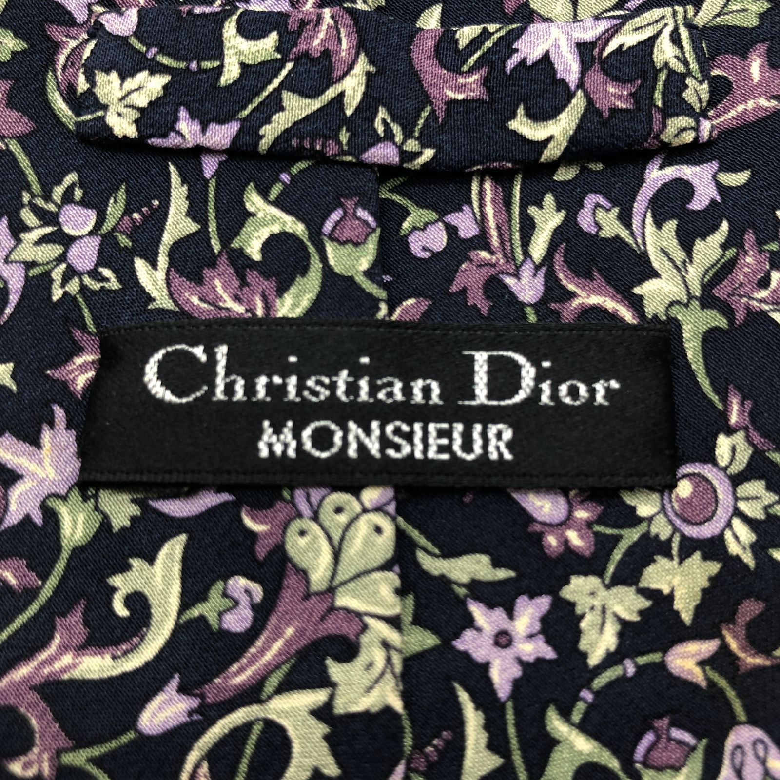 Christian Dior クリスチャンディオール ネクタイ ブラック ボタニカル