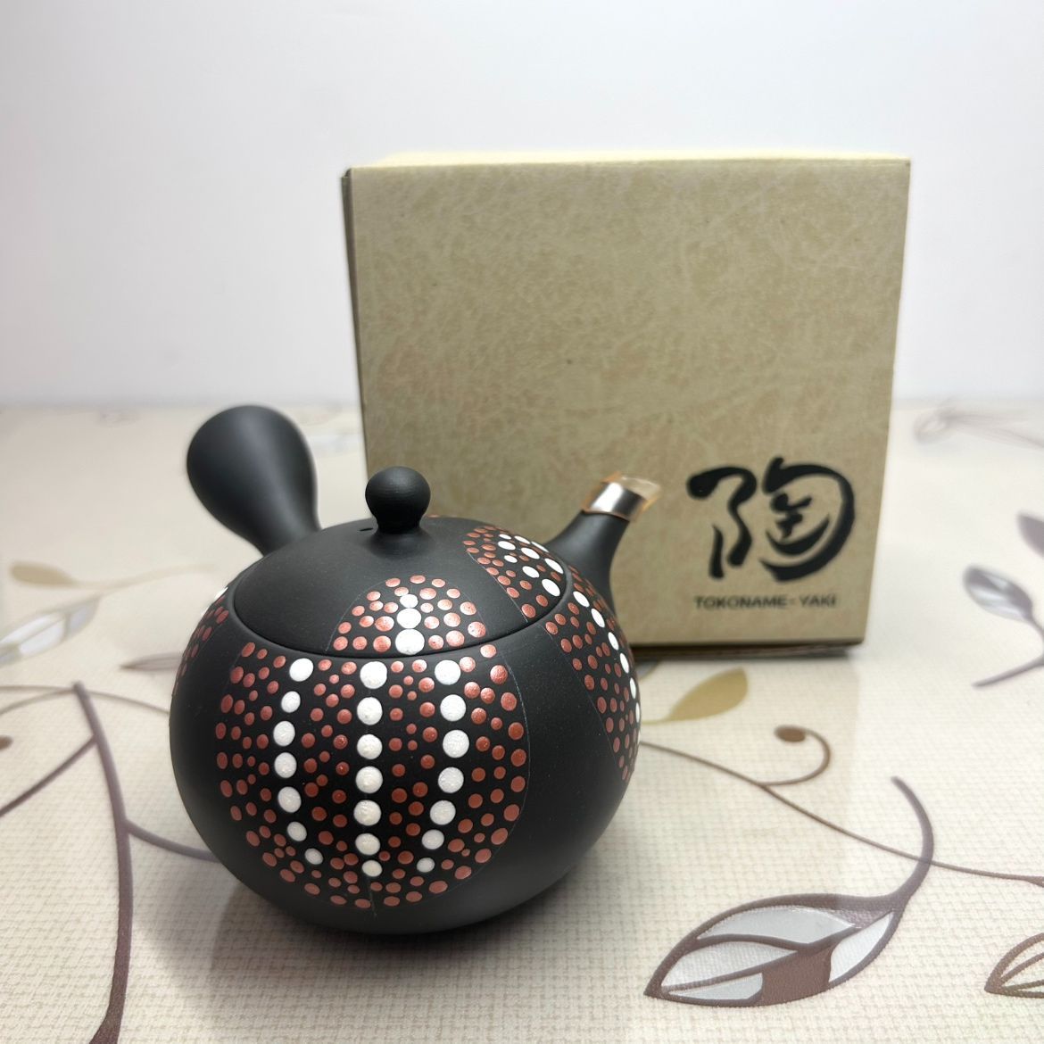 常滑焼 急須 2ー115 昭萌 11号 黒泥小丸赤白一珍急須 日本製 箱入り