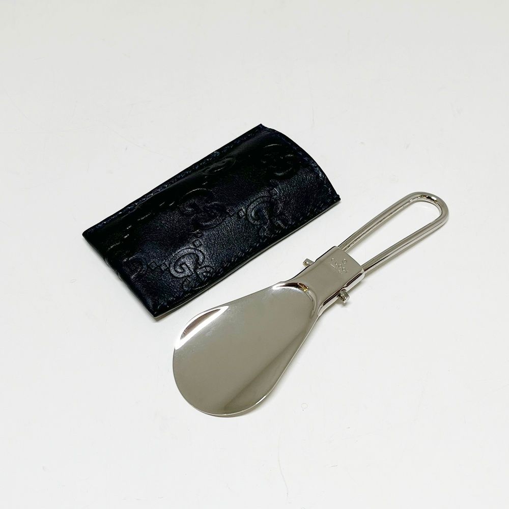 GUCCI【グッチ】189944 グッチシマ 靴ベラ SHOEHORN シルバー ケース付き メンズ