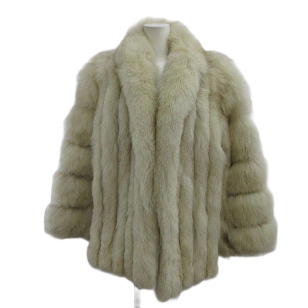サガフォックス SAGA FOX ファーコート フォックスファー 毛皮 アイボリー 銀サガ 長袖 ショート丈 /PP ■GY17
