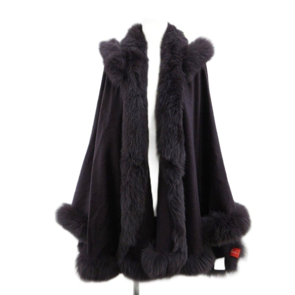 サガファー SAGA FURS ポンチョ ケープコート フォックスファー 毛皮 M-L 紫 パープル カシミア ■GY17 26,585円