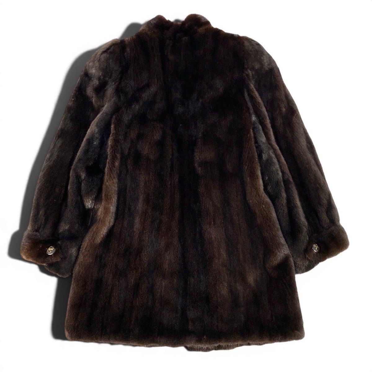 79f10 VALENTINO ヴァレンティノ 袖ボタン デミバフミンク ファーコート サイズF ブラウン 最高級本毛皮 Mink Fur Coatt18r