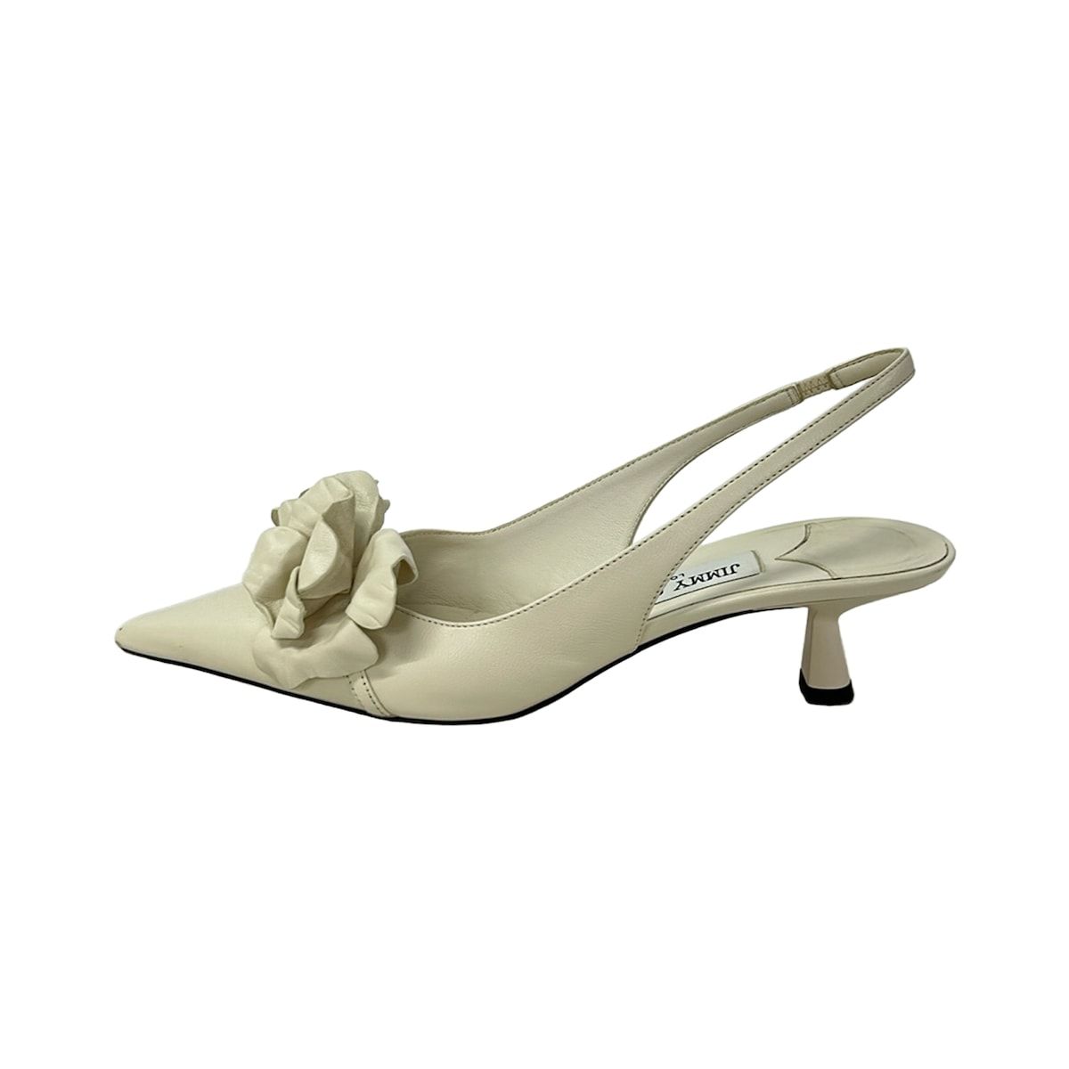 JIMMY CHOO(ジミーチュウ) サンダル 36 1/2 レディース - アイボリー フラワー(花) レザー