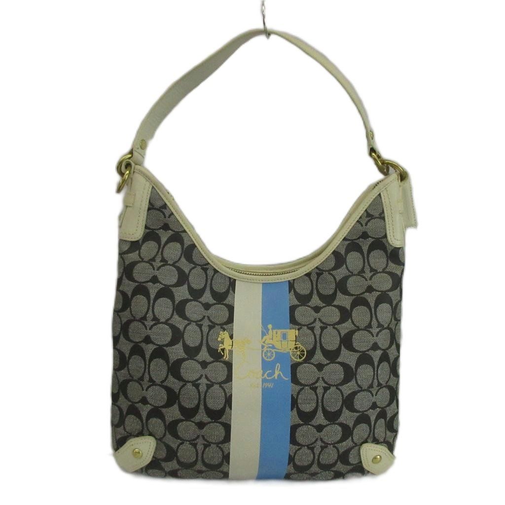 コーチ COACH ハンドバッグ ショルダー 2WAY PVC レザー シグネチャー ロゴ 黒 ブラック 白 ホワイト 13193 /XZ ■GY11