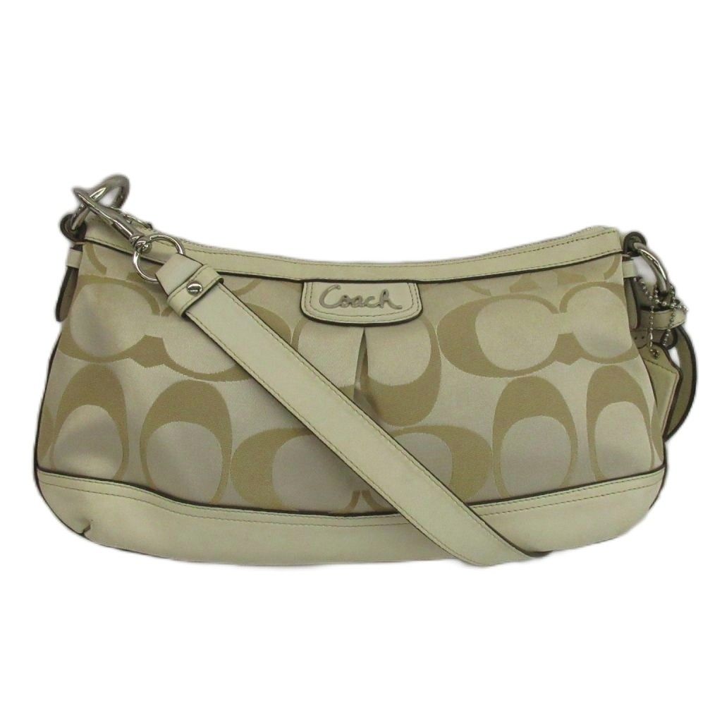 コーチ COACH ショルダーバッグ キャンバス レザー シグネチャー ロゴ シルバー金具 白 ホワイト F19742 /XZ ■GY18
