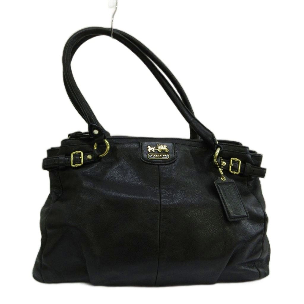 コーチ COACH マディソン カラ キャリーオール トートバッグ レザー ロゴ ゴールド金具 黒 ブラック 22262 /XZ ■GY18