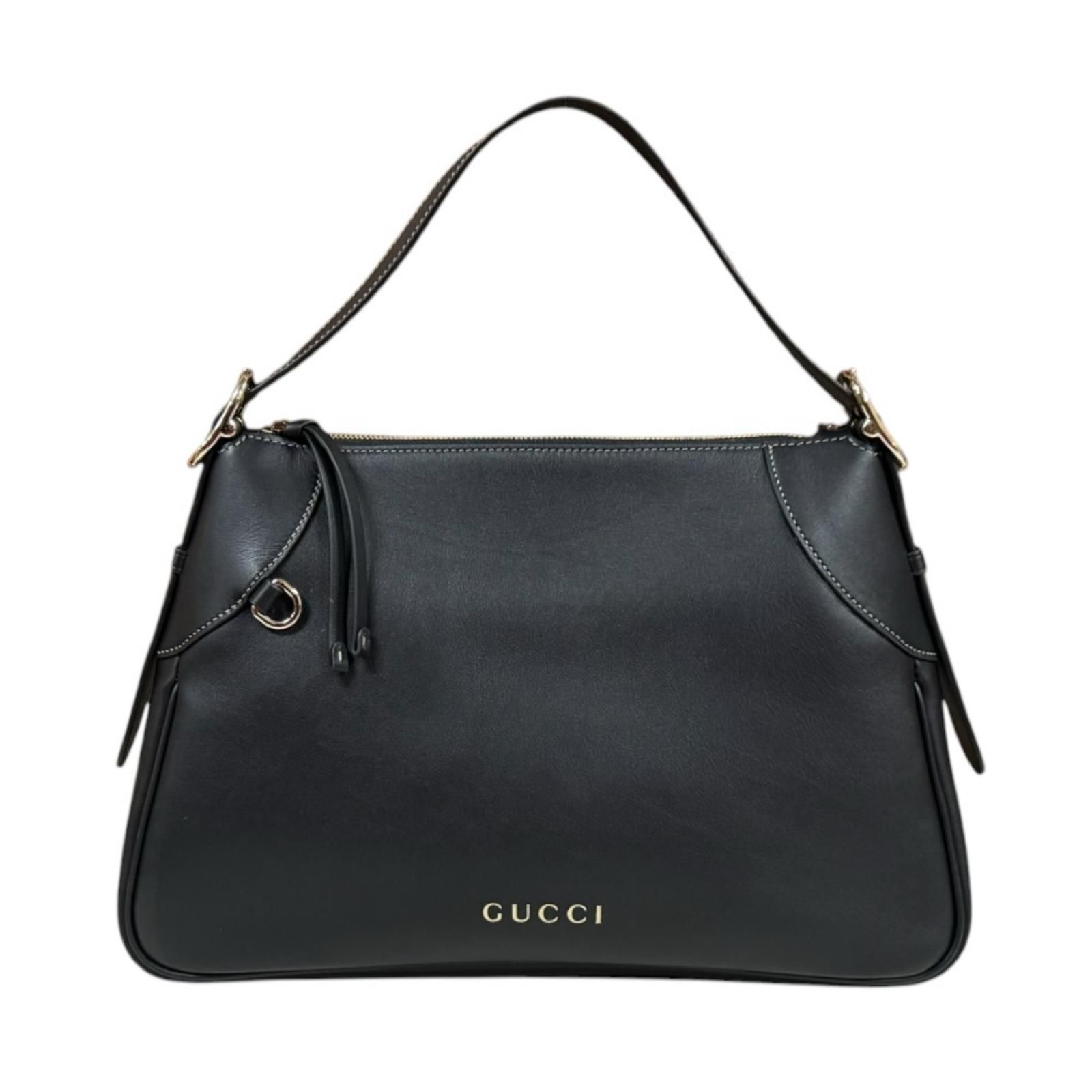 グッチ ラージ GGエンブレム トートバッグ レザー 815217 ブラック レディース GUCCI 中古 グッチ