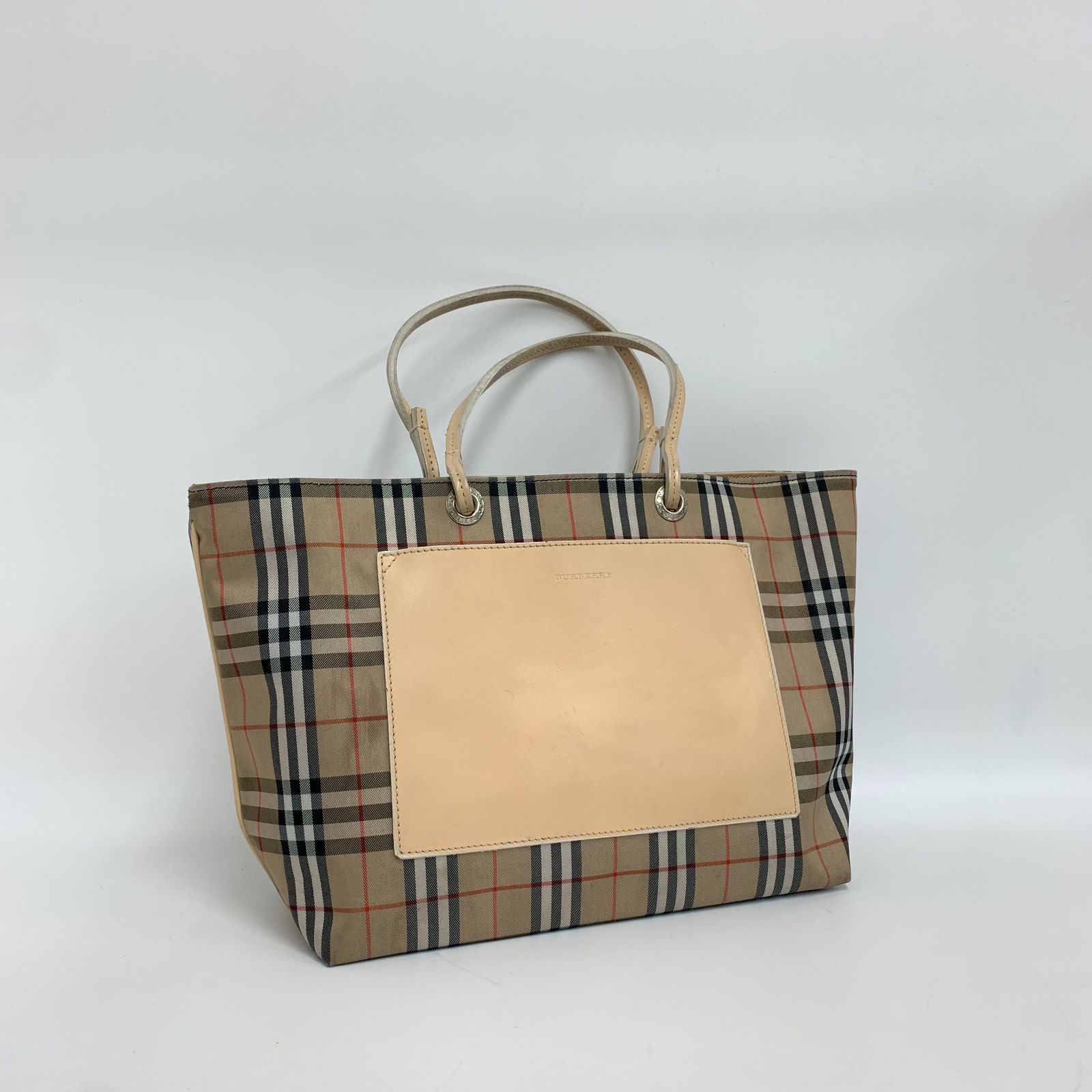 BURBERRY LONDON バーバリー トートバッグ ノバチェック ベージュ レザー レディース