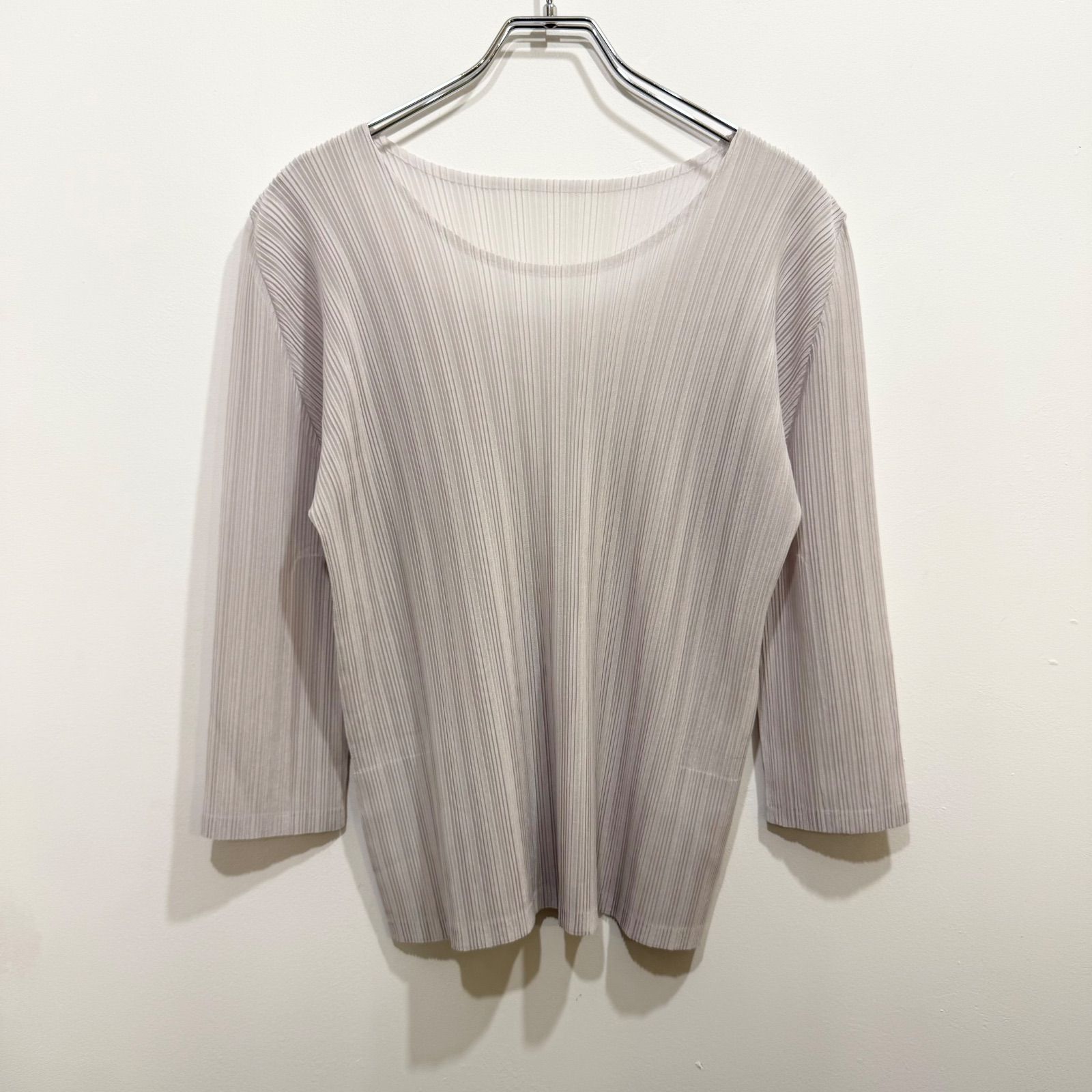 PLEATS PLEASE ISSEY MIYAKE トップス プルオーバー Tシャツ カットソー 7部丈 グレー 3【送料込み】