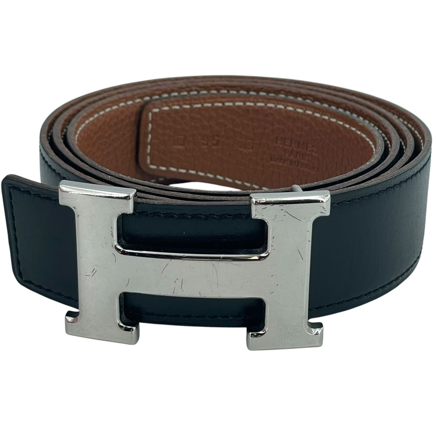 【中古】 HERMES エルメス コンスタンス リバーシブル Hベルト ボックスカーフ トゴ ▢L ブラック95cm 26015565 KJ