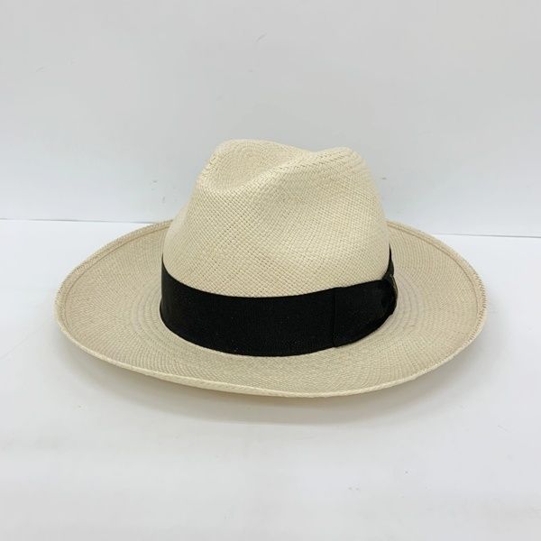 Borsalino ボルサリーノ パナマハット つば広 中折れ帽 帽子 イタリア製 シンプル メンズ サイズ59 ベージュ系 ボウシ DF19368■
