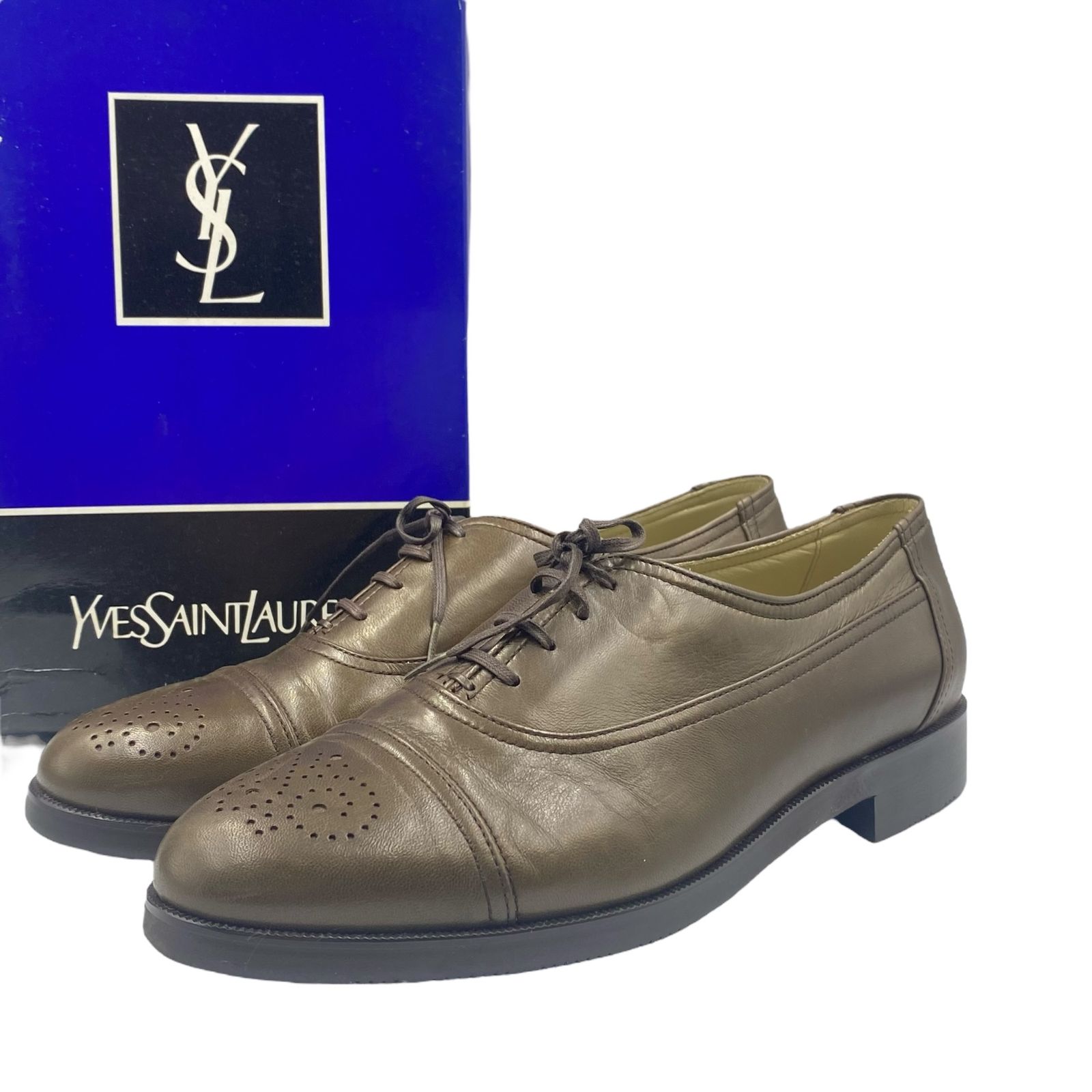 未使用品 YVES SAINT LAURENT イブ・サンローラン ビジネスシューズ レザー グリーン 箱付き