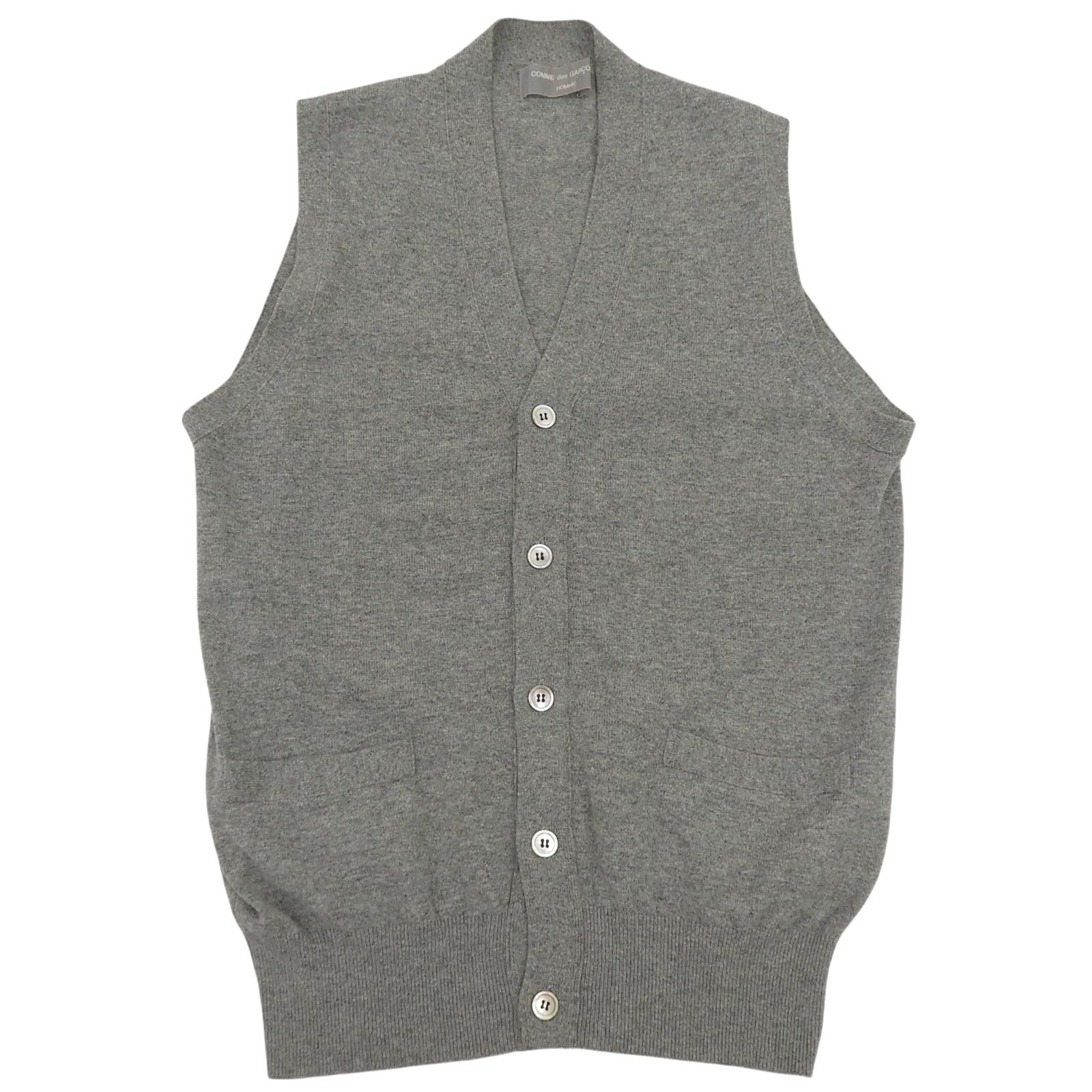 美品▲COMME des GARCONS HOMME コムデギャルソンオム AD1990 ウール 田中オム ニットベスト グレー 日本サイズM相当 日本製 正規品 メンズ