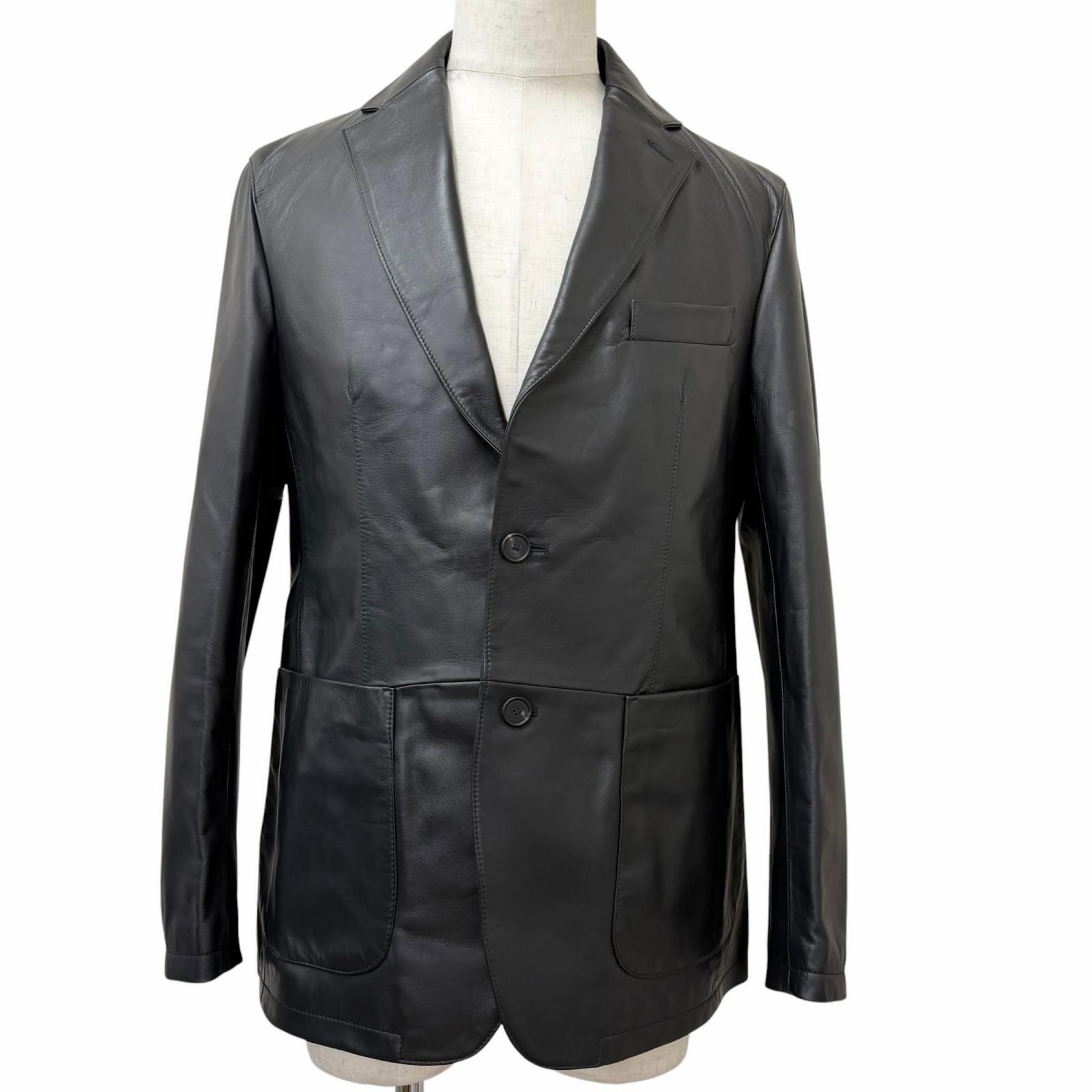 未使用品□TAGLIATORE タリアトーレ CHI23-02 CARSON JP 羊革 シングル テーラードジャケット ブラック 50 イタリア製 正規品 メンズ