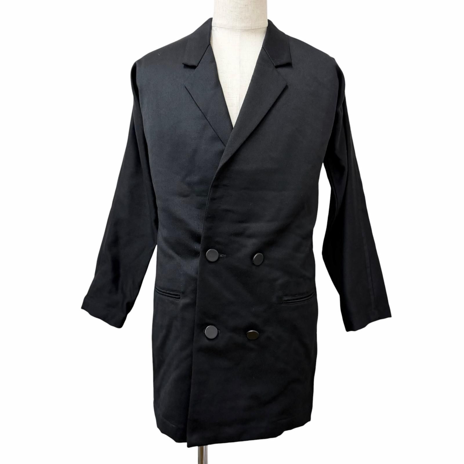 美品□Yohji Yamamoto ヨウジヤマモト ウール100％ 80-90s アーカイブ ロングジャケット チェスターコート ブラック M 日本製 正規品 メンズ