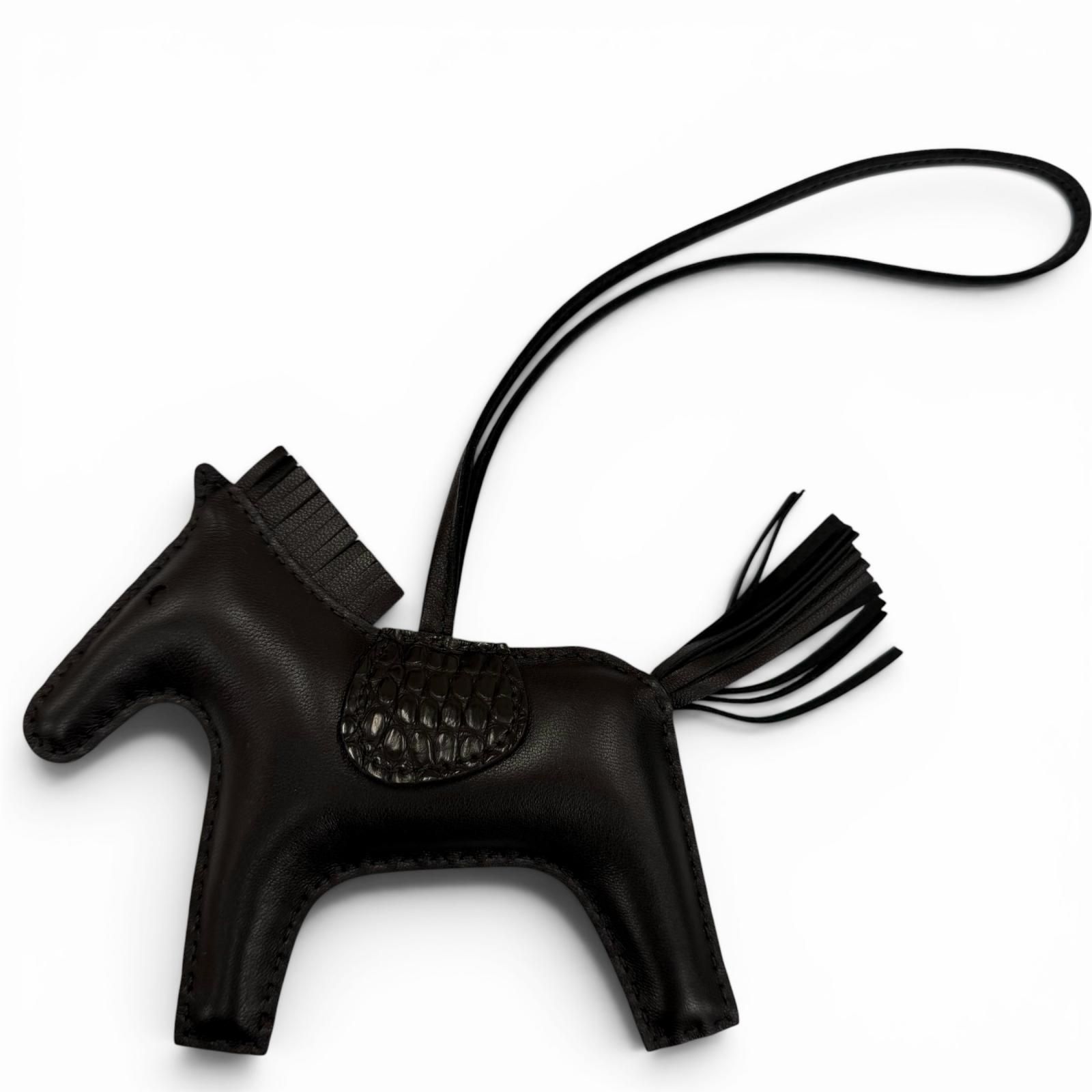 極美品☆HERMES エルメス ロデオチャーム タッチ MM アニョーミロ アリゲーター ソーブラック バッグチャーム Z刻印 フランス製 レディース 箱付き