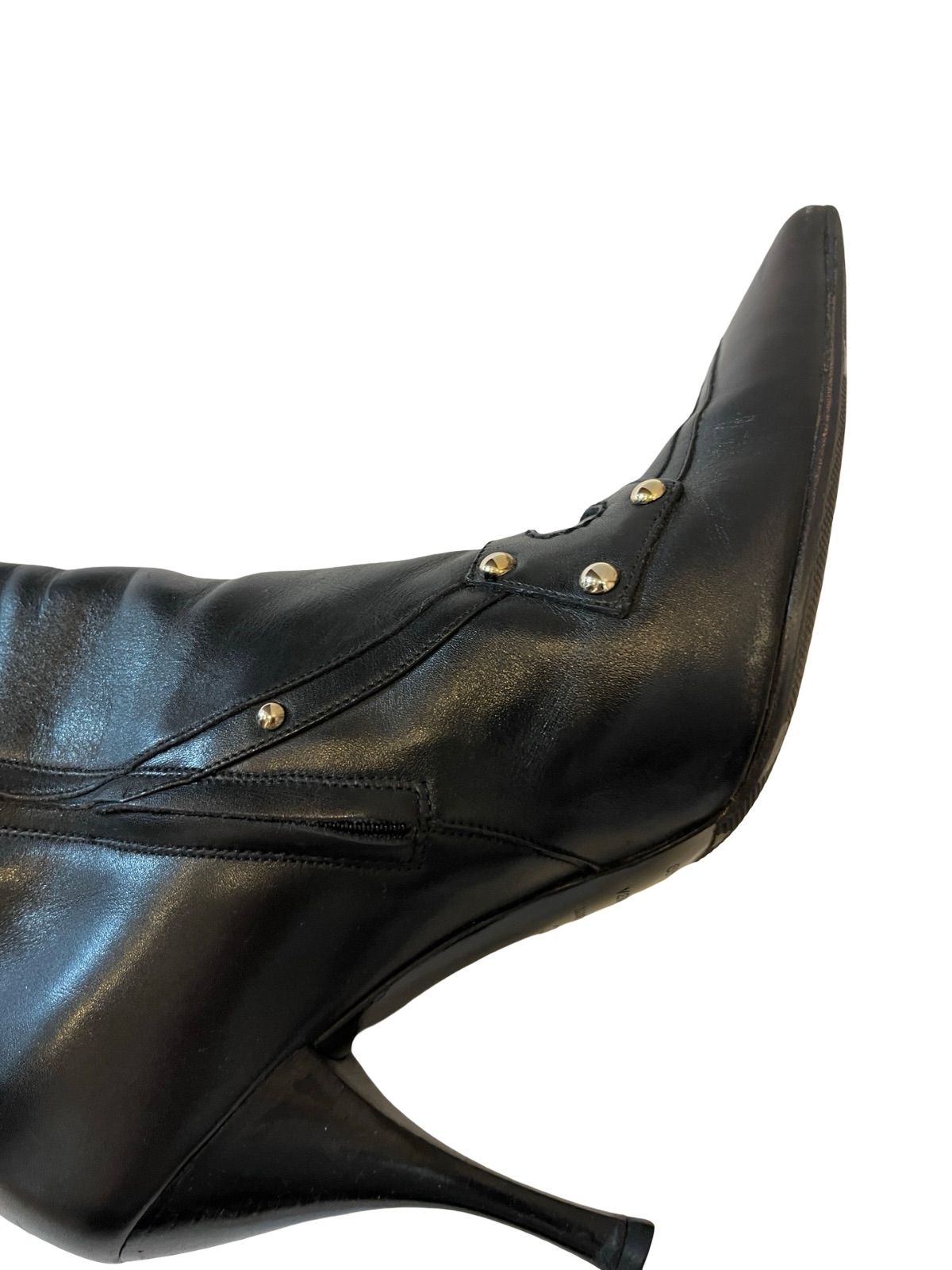 美品✨セルジオロッシ サイドゴア ロングブーツ ストレッチ 黒 36 23cm sergio rossi セルジオロッシ ロングブーツ スタッズ ブラック