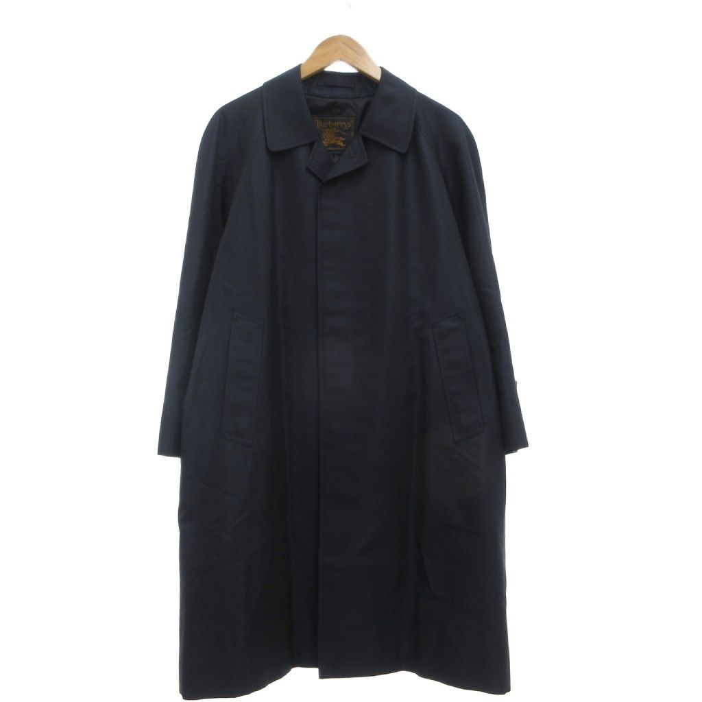 バーバリーズ Burberrys 美品 ヴィンテージ ステンカラーコート ネイビー 比翼ボタン ロング BBA50-957-28 /MG ■GY18