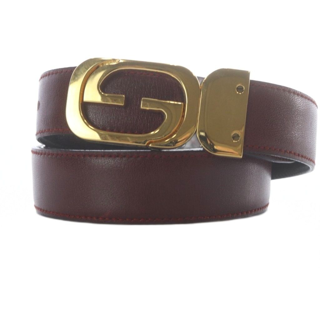 グッチ GUCCI ベルト インターロッキングGバックル レザー ボルドー