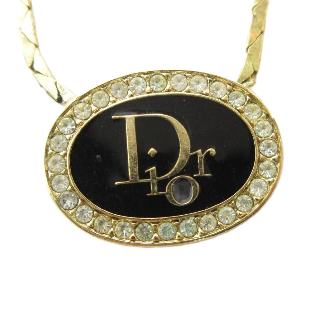 クリスチャンディオール Christian Dior ネックレス アクセサリー ロゴ ラインストーン ゴールド色 ■GY11 /MQ ■OH
